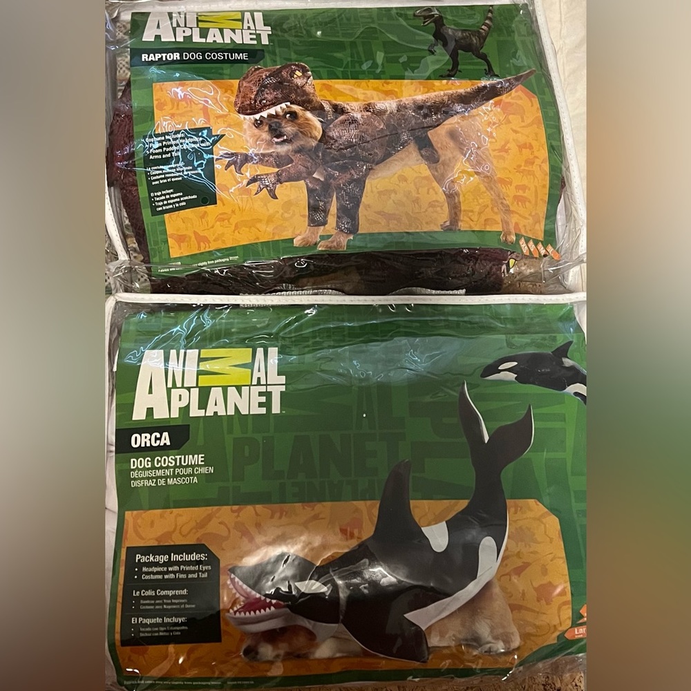 2 for 1 - Animal Planet Dog Costumes - Orca & Raptor